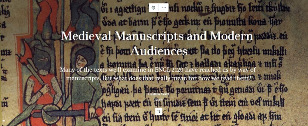 A screenshot of an ESRI Storymaps project called "Medieval Manuscripts and Modern Audiences"