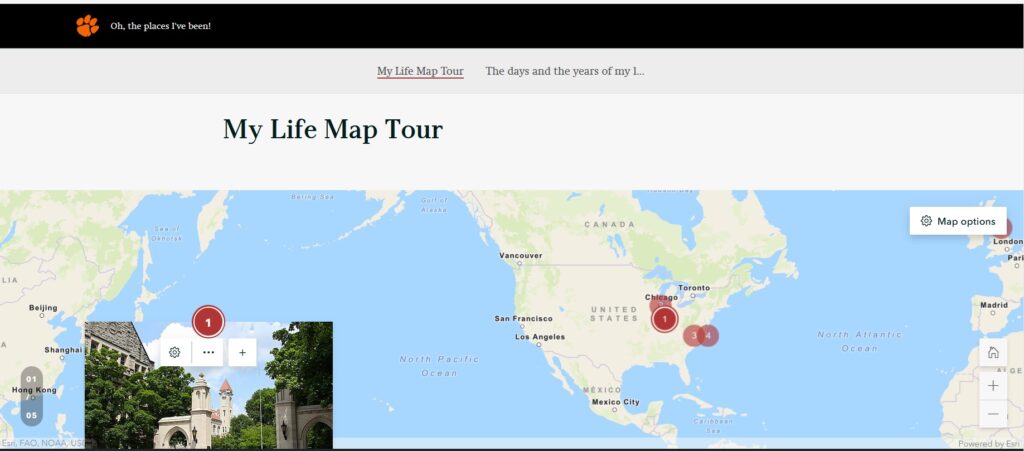 A screenshot of a map titled "My Life Map Tour"