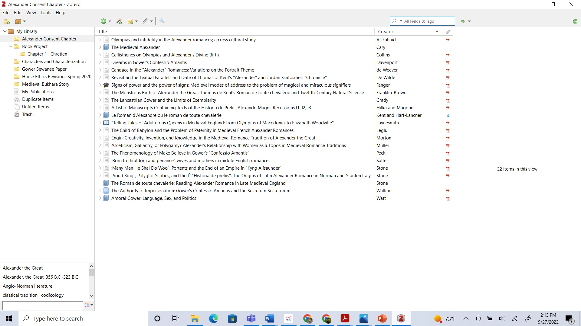 A screenshot of a library in Zotero