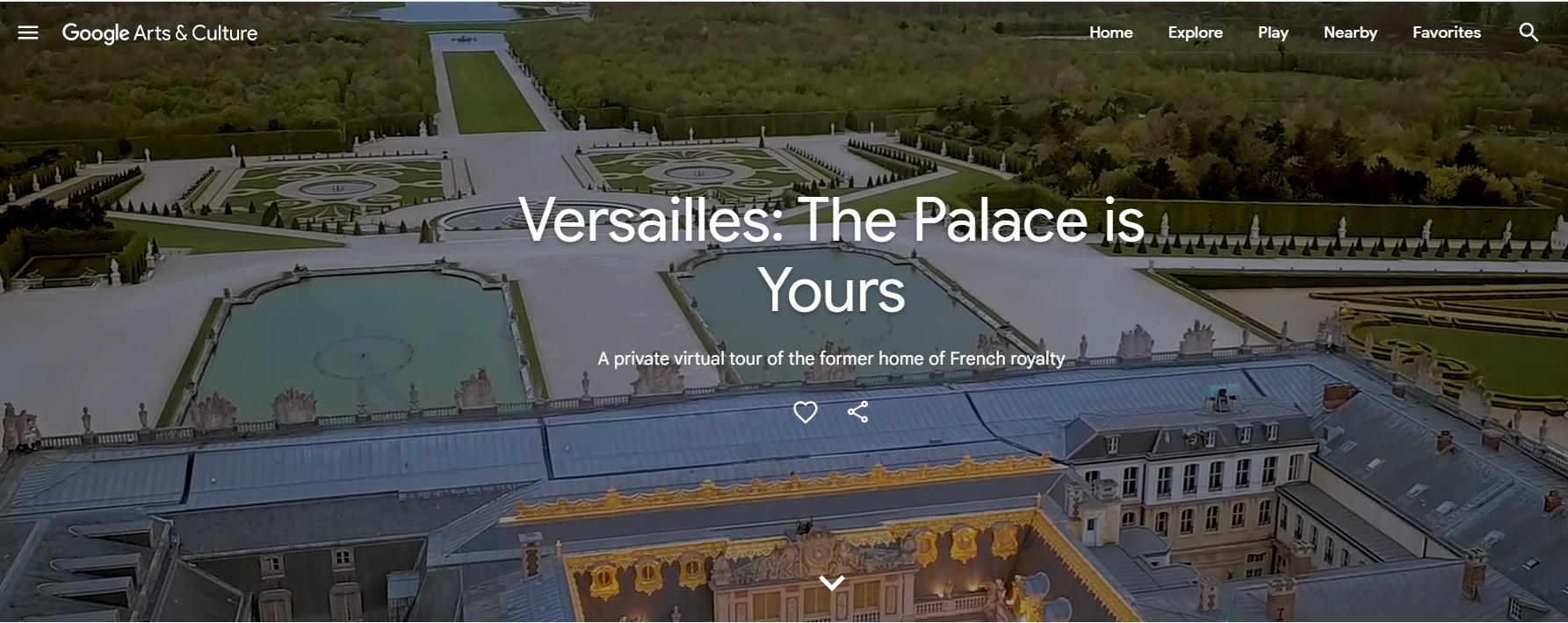 A Screenshot of "Versailles: The Palace is Yours," from Google Arts & Culture